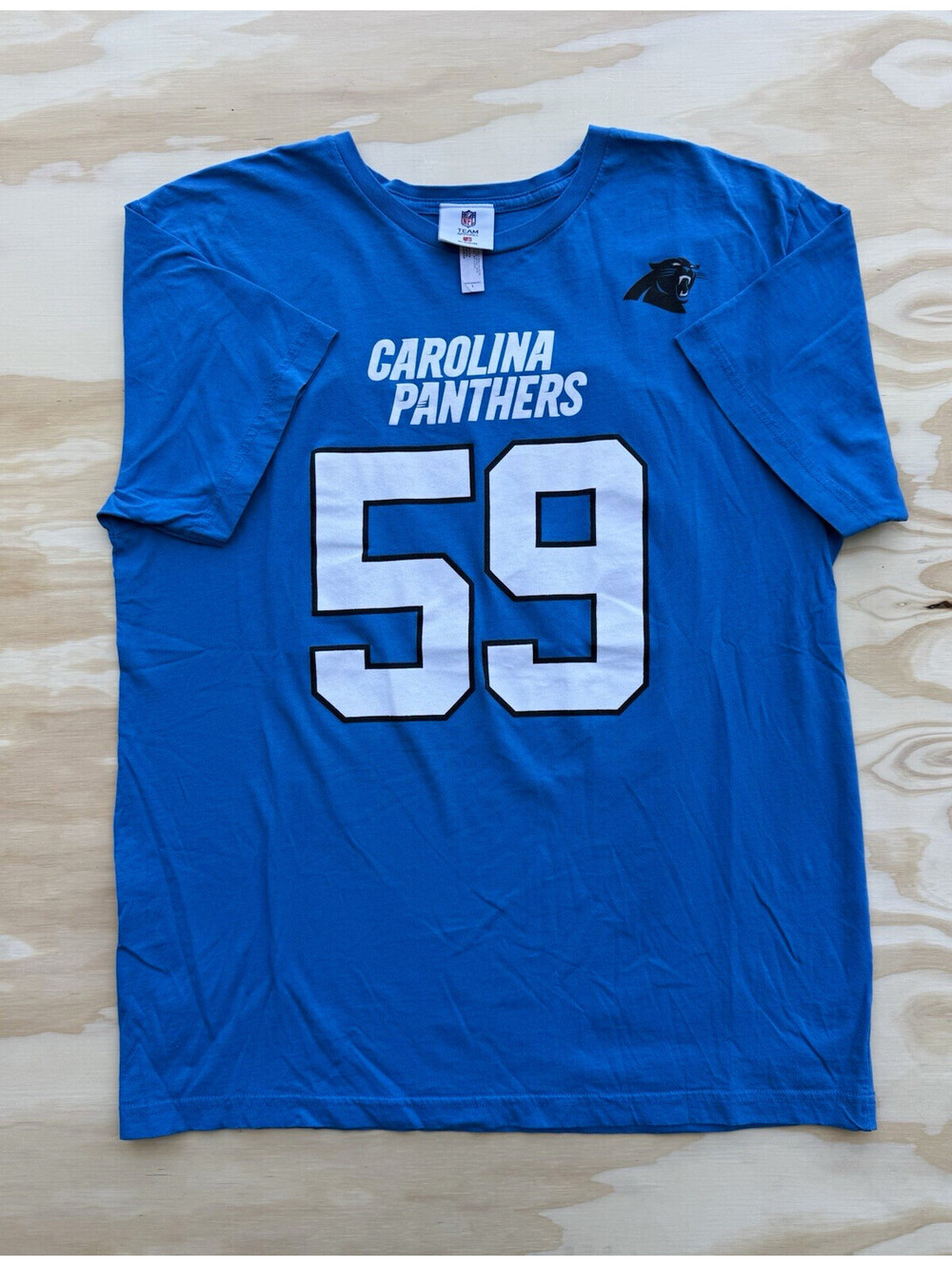 NFL Team Apparel NFL Carolina Panthers Luke Kuechly #59 Mens L Blue Shirt